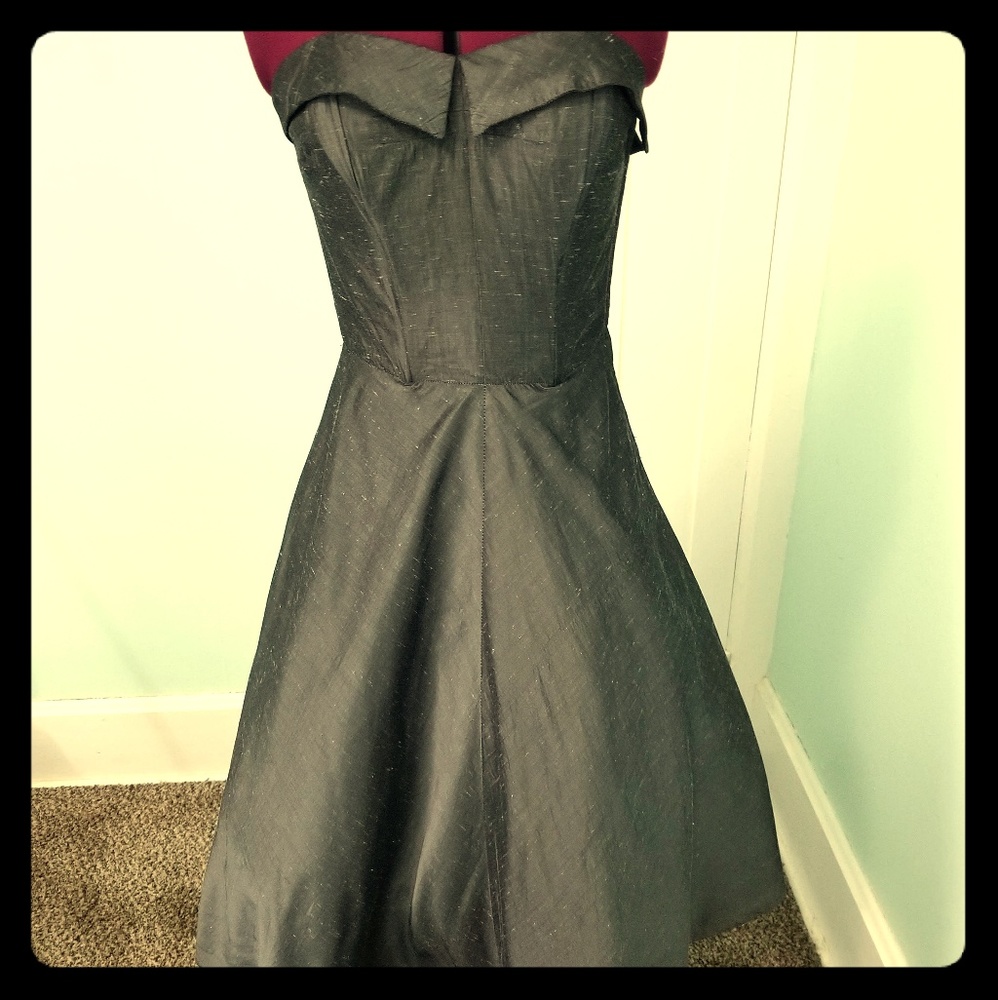 1950s Vintage Pewter Gray Fold-Over Dress